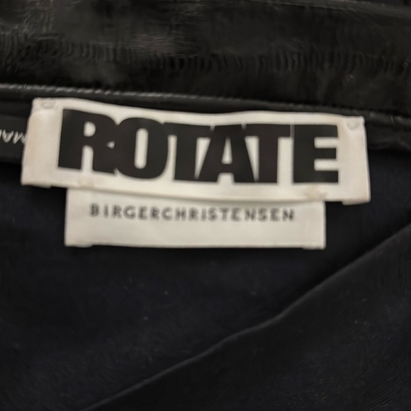 Rotate Birger Christensen Irina Faux Leather Knee Length Dress Puff Sleeves Sz 6 - Picture 11 of 12